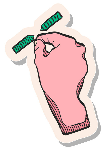 Icône de geste de doigt de pavé tactile dessiné à la main en illustration vectorielle de style autocollant - Vecteur, image