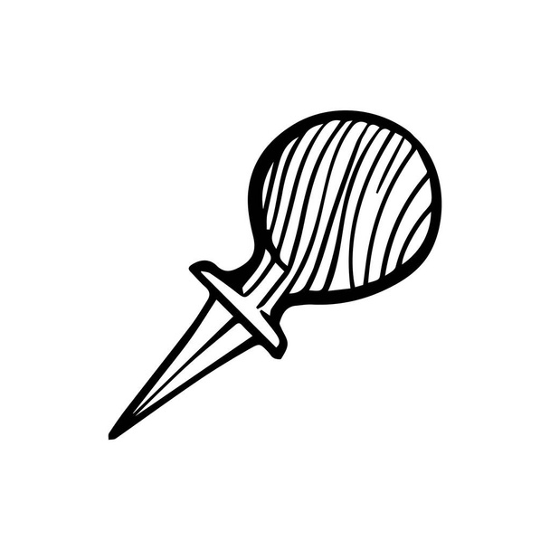 Icono de marcador de madera vintage. Herramienta de carpintería. Ilustración vectorial dibujada a mano. - Vector, Imagen