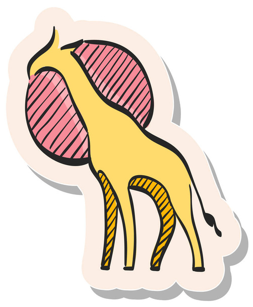 Yapıştırma biçimi illüstrasyonunda el çizimi zürafa simgesi - Vektör, Görsel