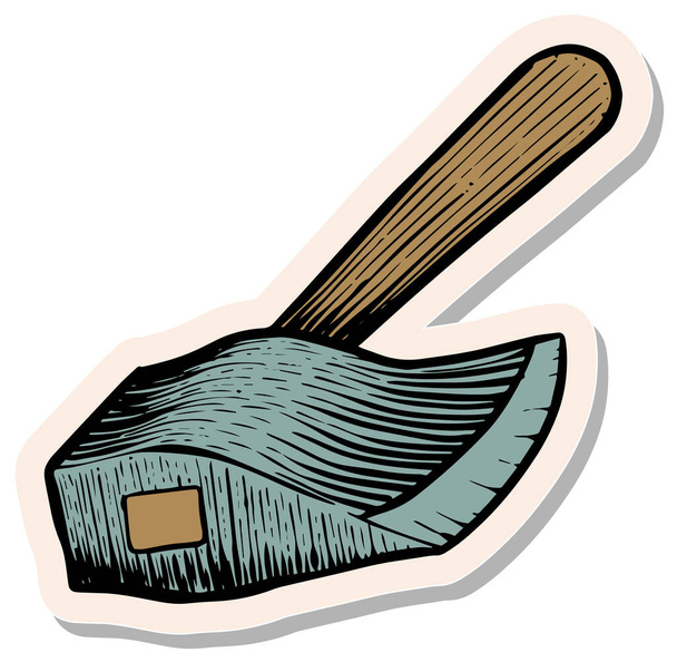 Hand drawn axe icon in sticker style vector illustration - Vector, Image