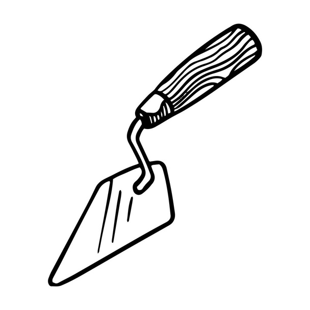 Trowel icon. Hand drawn vector illustration. Masonry hand tool - Vector, Image