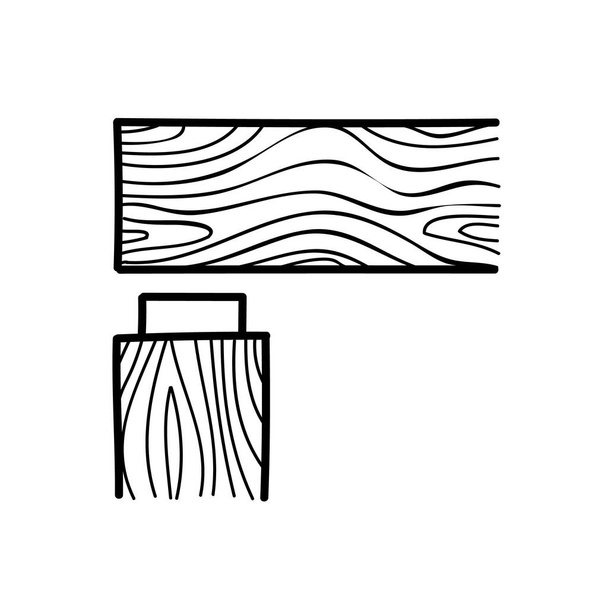 Corner wood joint using dado. Hand drawn vector illustration. Editable line stroke - Vector, Image