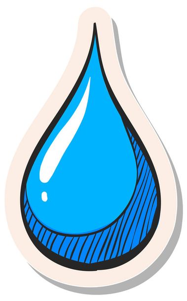 Dibujado a mano icono gota de agua en la ilustración de vectores estilo pegatina - Vector, imagen