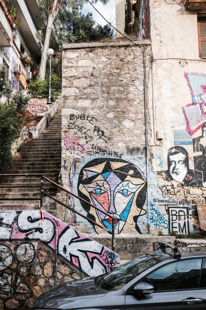 streets of Athens in graffiti and stencils - Photo, Image
