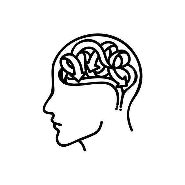 Icono del cerebro humano de salud mental. Ilustración vectorial dibujada a mano. Carrera de línea editable. - Vector, imagen