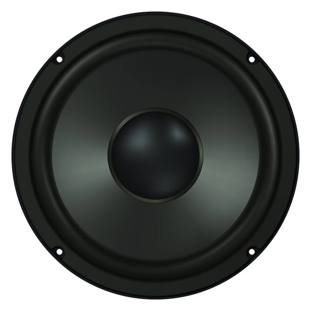 Realistic low frequency speaker. Isolated speaker on white background. Vector illustration. - Вектор,изображение