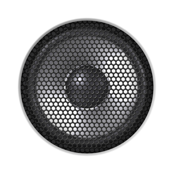 Sound speaker behind grid on white background. Vector illustration. - Vettoriali, immagini