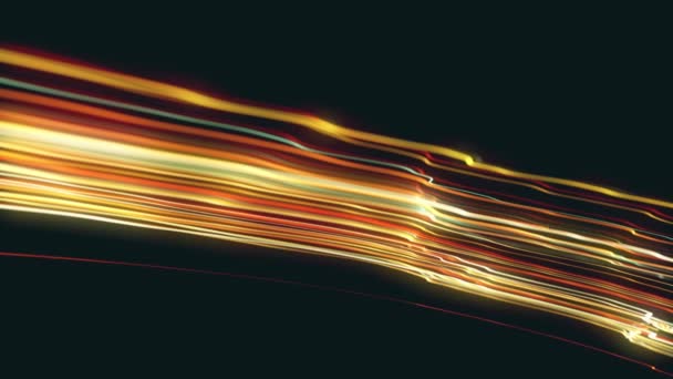 Resumen Slow Motion Swirling Strings Partículas Fondo Loop / 4k animación de un fondo de pantalla abstracto tecnología de fondo de remolino y espiral velocidad neón partículas brillantes cadenas con profundidad de campo bucle sin costuras - Metraje, vídeo