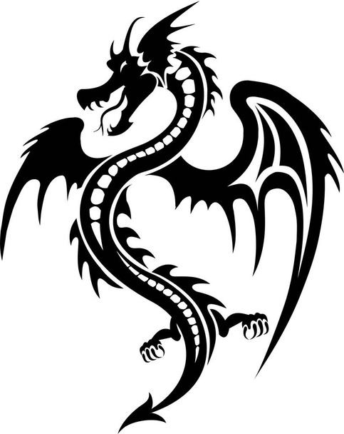 Tatuagem de dragão tribal preto
 - Vetor, Imagem