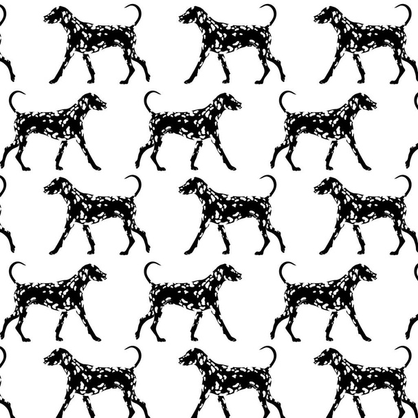 Vector pattern with hand drawn  illustration of dalmatian . Creative realistic artwork.  Template for card, poster, banner, print for t-shirt, pin, badge, patch. - Вектор, зображення