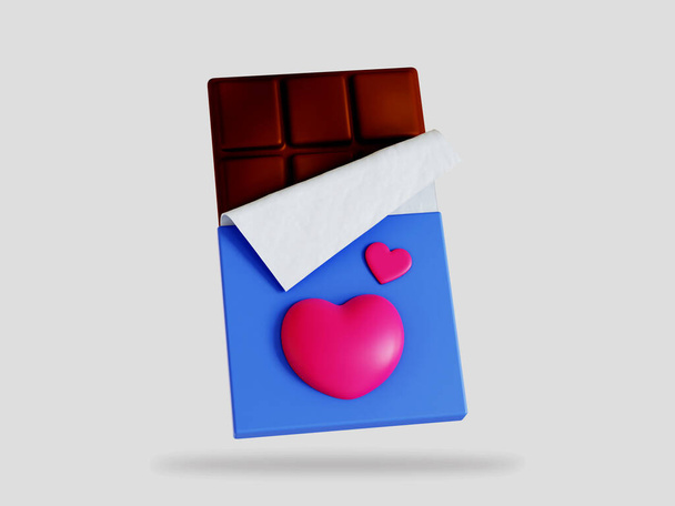 Valentine chocolate 3d render illustration isolated - Valokuva, kuva