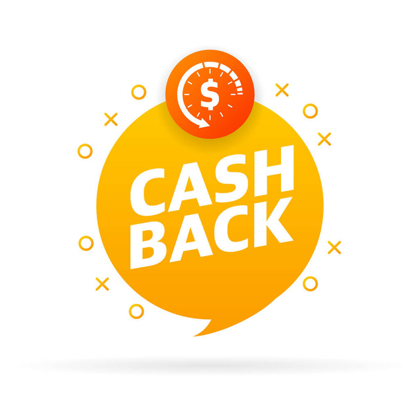 Cashback concept logo. Cash back green banner on white background - Vektör, Görsel