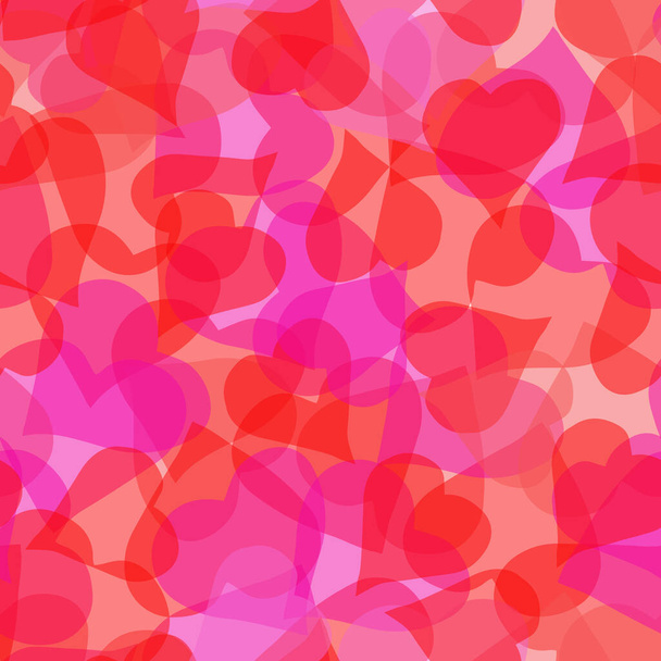 Red translucent hearts background pattern print - Vector, Image