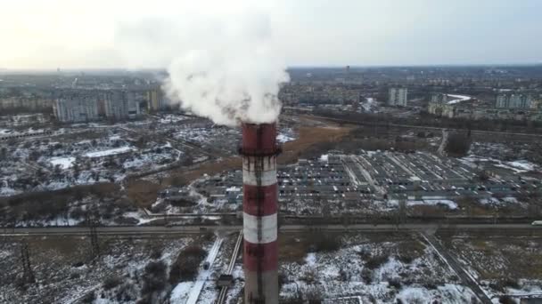 chimney smoke boiler room height Drone steam - Footage, Video