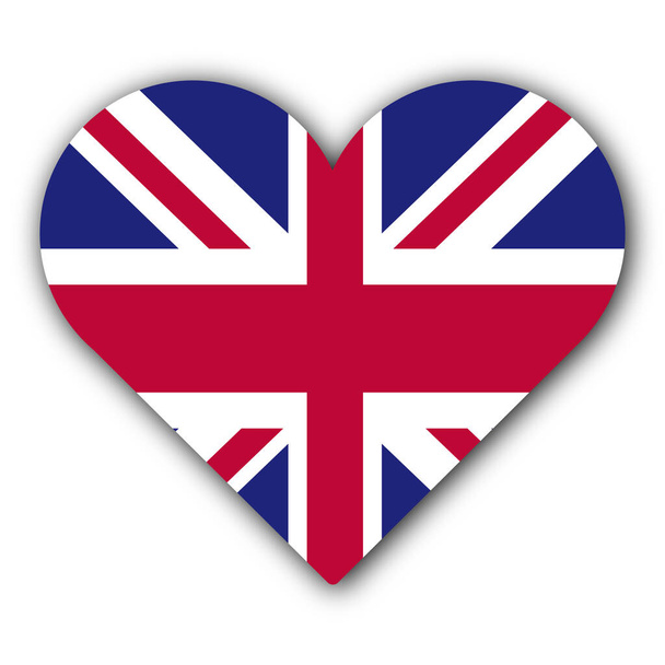 I Love United Kingdom Concept - Heart Flag - White Background - 3D Illustration - Foto, Imagem