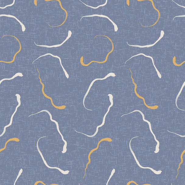 Ranskan sininen doodle motiivi pellava saumaton kuvio. Tonaalinen maa mökki tyyli abstrakti raapustaa motiivi tausta. Yksinkertainen vintage maalaismainen kangas tekstiili vaikutus. Primitiivinen piirustus nuhjuinen tyylikäs kangas. - Vektori, kuva