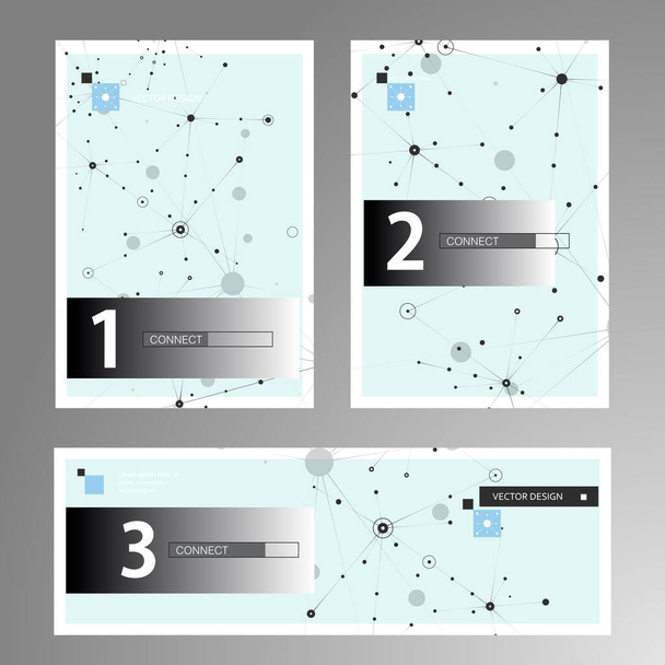 Vector templates brochure and banner. Page geometric template cover. Abstract geometric background with connected lines and dots - Вектор, зображення