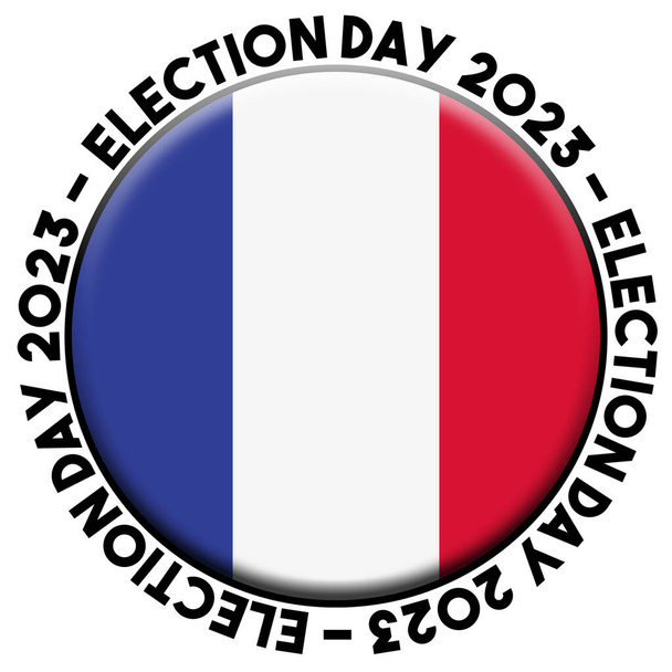 France Election Day 2023 Circular Flag Concept - 3D Illustration - Photo, Image