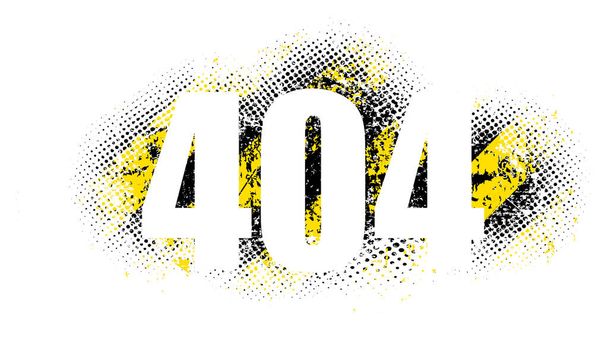 Grunge halvton geel en zwart kleur en inscriptie 404 fout ontwerp platte stijl vector illustratie. geïsoleerd op wit. Gevaar, web pagina laden fout, geen toegang tot de site om technische redenen - Vector, afbeelding