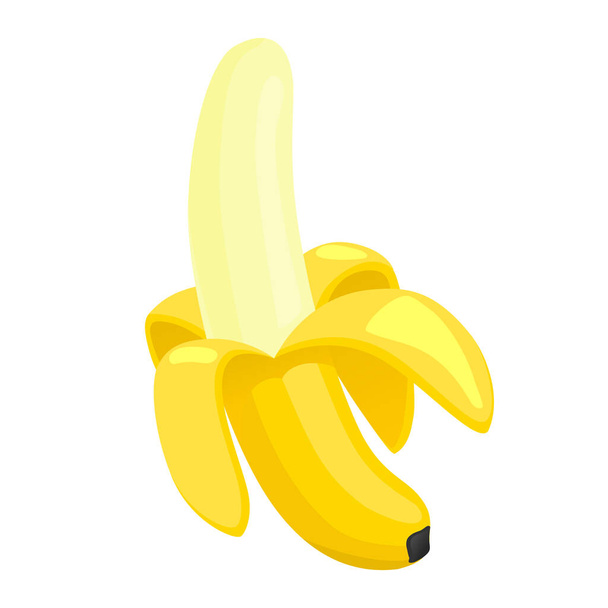 Realisztikus friss sárga banán elszigetelt fehér háttér - Vektor illusztráció - Vektor, kép