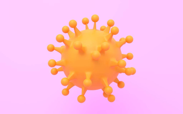 3DCG Kuva koronaviruksesta, keltaisesta viruksesta, jonka kärjessä on piikki - Valokuva, kuva