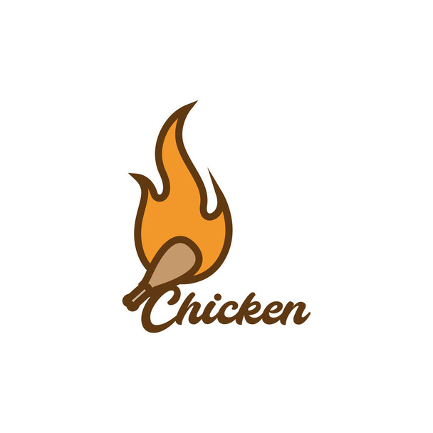chicken thighs with fire flame logo design, vector graphic symbol icon illustration creative idea - Vector, Image