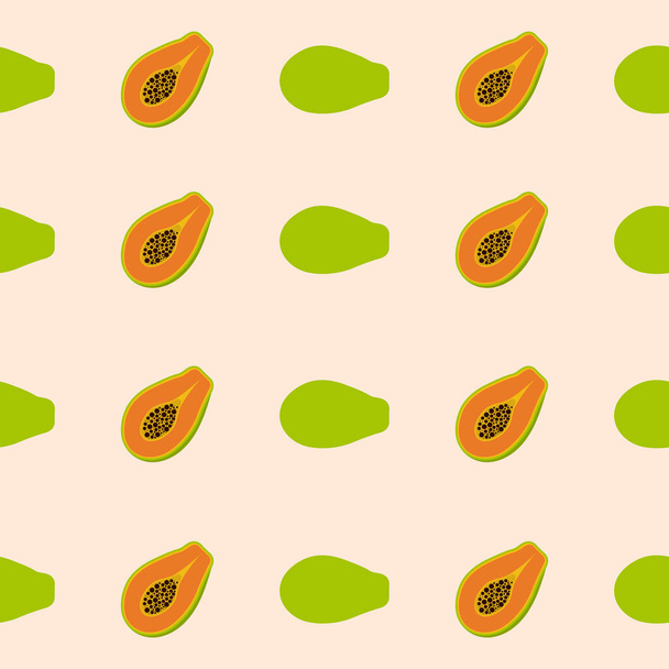 Seamless Papaya Pattern Trendy Flat Style Suitable for Wallpaper, Background, Fabric, Gift Wrapping, Texture, Textile - Vettoriali, immagini
