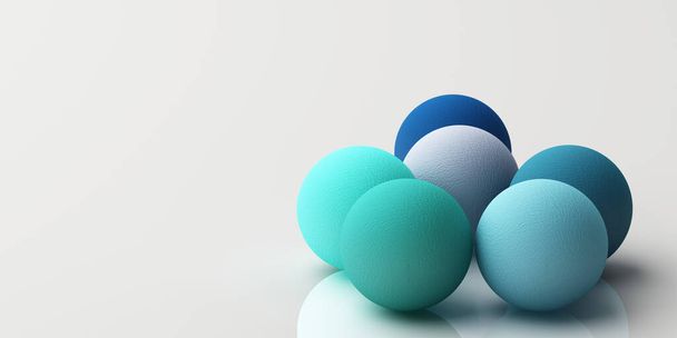 Conjunto de esferas realistas coloridas com textura de tecido sobre fundo branco. Renderização 3d  - Foto, Imagem