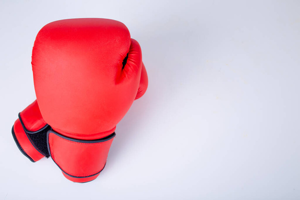 Red boxing gloves isolated on white background. - Fotoğraf, Görsel