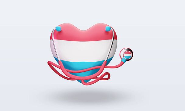 3d mundo saúde dia Luxemburgo bandeira renderização vista frontal - Foto, Imagem