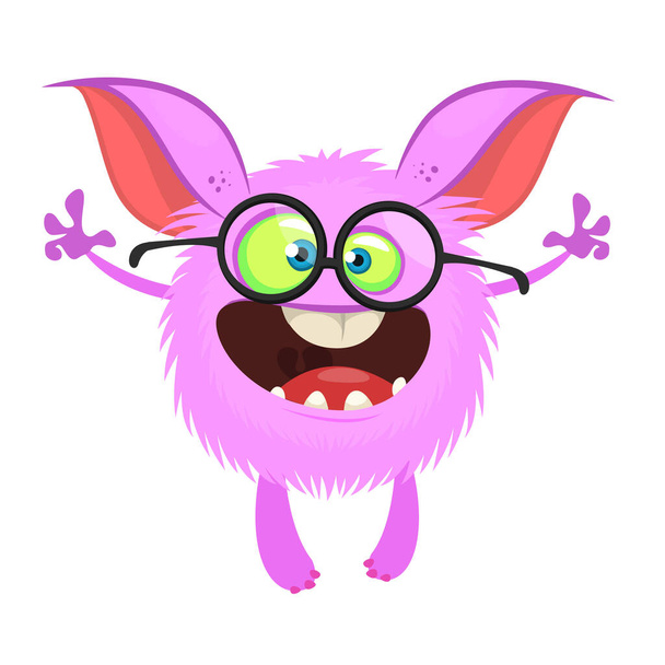 Cartoon monster nerd wearing glasses. Vector illustration isolate - Vector, afbeelding