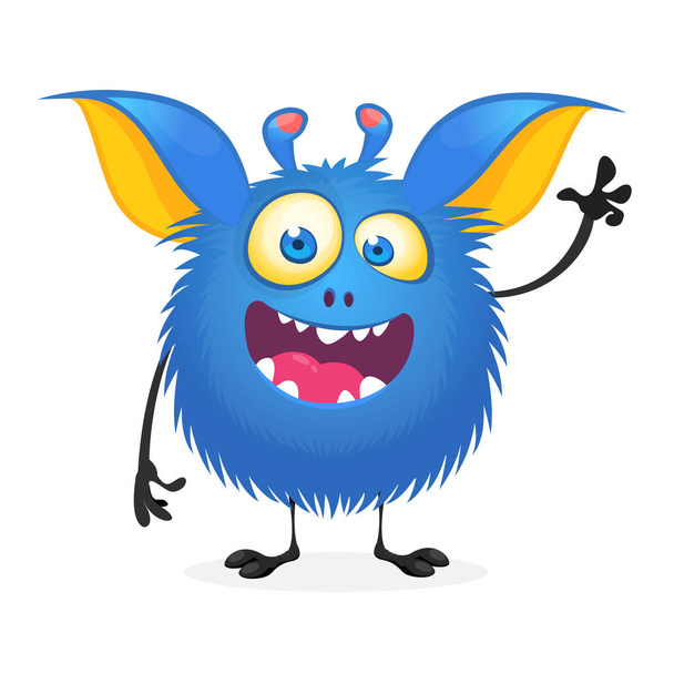 Cute cartoon monster with big smile. Vector funny monster character - Vector, Image