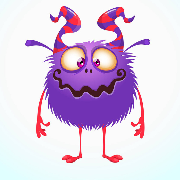 Cute cartoon monster. Vector funny monster character. Design for print, sticker or Halloween party decoration - Vector, Imagen