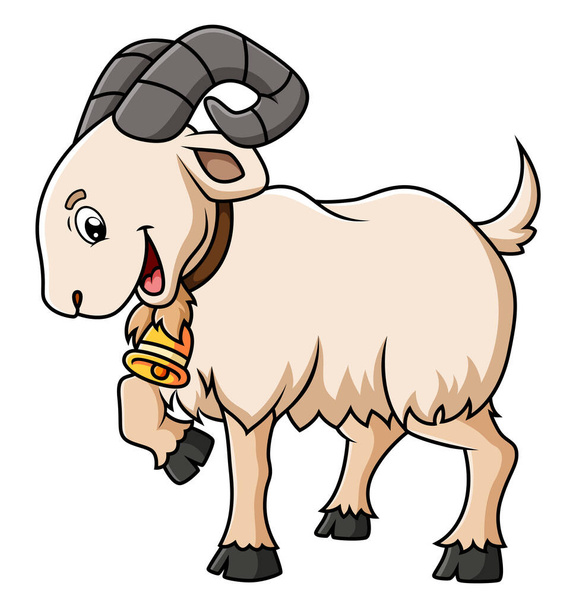 Сильна коза з товстим хутром ступінчаста ілюстрація
 - Вектор, зображення