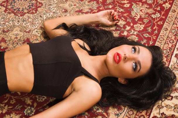Sensual unconscious woman lying on the floor - Photo, Image