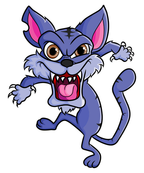 Злий і божевільний кіт лякає людей ілюстрації
 - Вектор, зображення