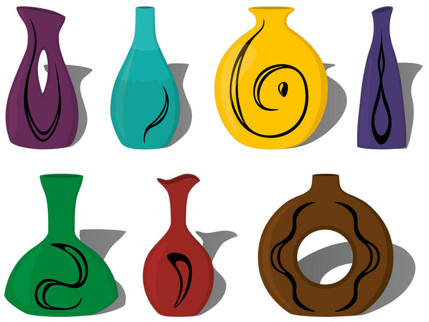 Ceramic vase collection vector illustration - Vector, Image