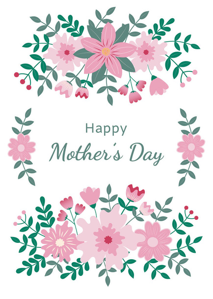 Happy Mother day greeting card with decorative floral ornament on white background - Wektor, obraz