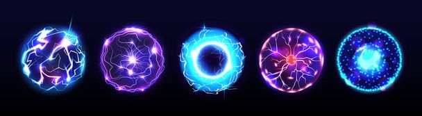 Esferas de energía, bola eléctrica o círculo de plasma - Vector, imagen