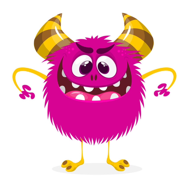 Pink funny cartoon monster character. Vector tock - Vector, afbeelding