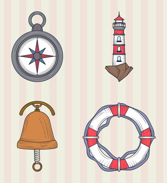 nautical icons set - Vector, Image