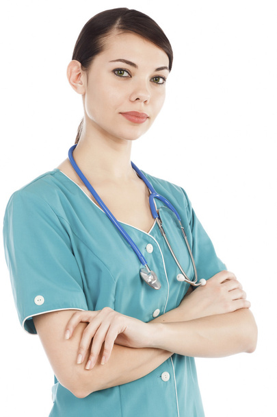 Portrait of female medical doctor with stethoscope - Foto, Imagen