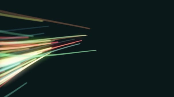 Abstrakte Slow Motion Swirling Strings Particles Hintergrundschleife / 4k Animation einer abstrakten Tapetentechnologie Hintergrund der wirbelnden und spiralförmigen Geschwindigkeit Neon glühende Partikel Strings mit Tiefenschärfe nahtlose Schleife - Filmmaterial, Video