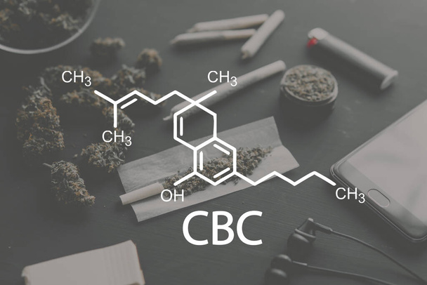 CBC Kannabisöljy Marihuana kasvi Kasviperäisiä hoito kannabikromeeni - Valokuva, kuva