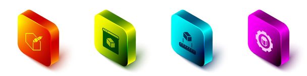Set Isometric 3d pen tool, 3D printer, Isometric cube and setting icon. Vector - Vector, Image