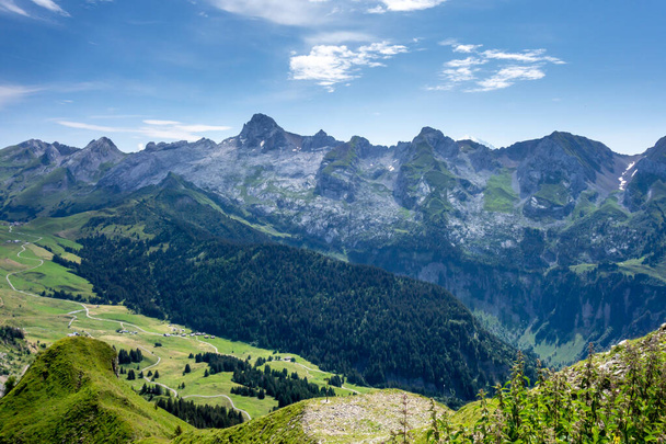 Mountain landscape in The Grand-Bornand, Haute-savoie, France - Фото, изображение