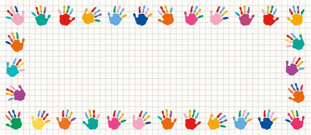 Küçük çocukların renkli boyalı elleri - Vektör, Görsel