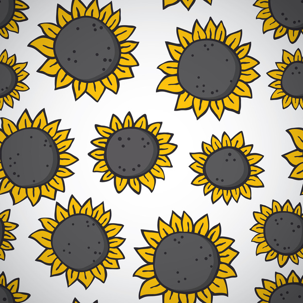 Hand drawn sunflower pattern. - Vector, Image