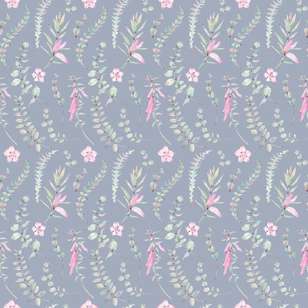 watercolor aussie flowers seamless pattern. Watercolour decoration pattern. Vintage watecolour background. Perfect for wallpaper, fabric design, wrapping paper, digital paper. - Foto, Imagem