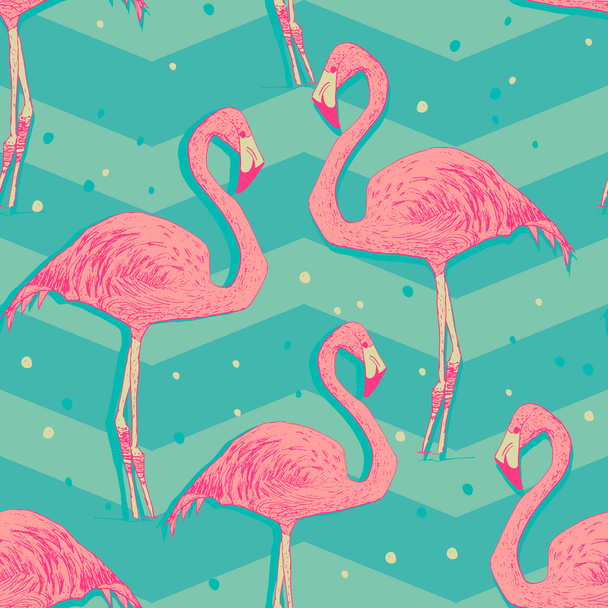 Patrón sin costura con aves flamencas - Vector, imagen